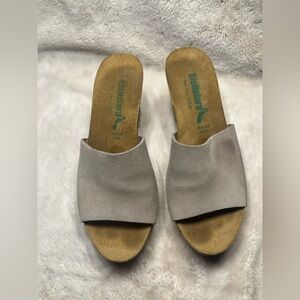 BioNatura Wedge Sandals Tan Slip On Preppy Comfort Womens 38 or 7.5
